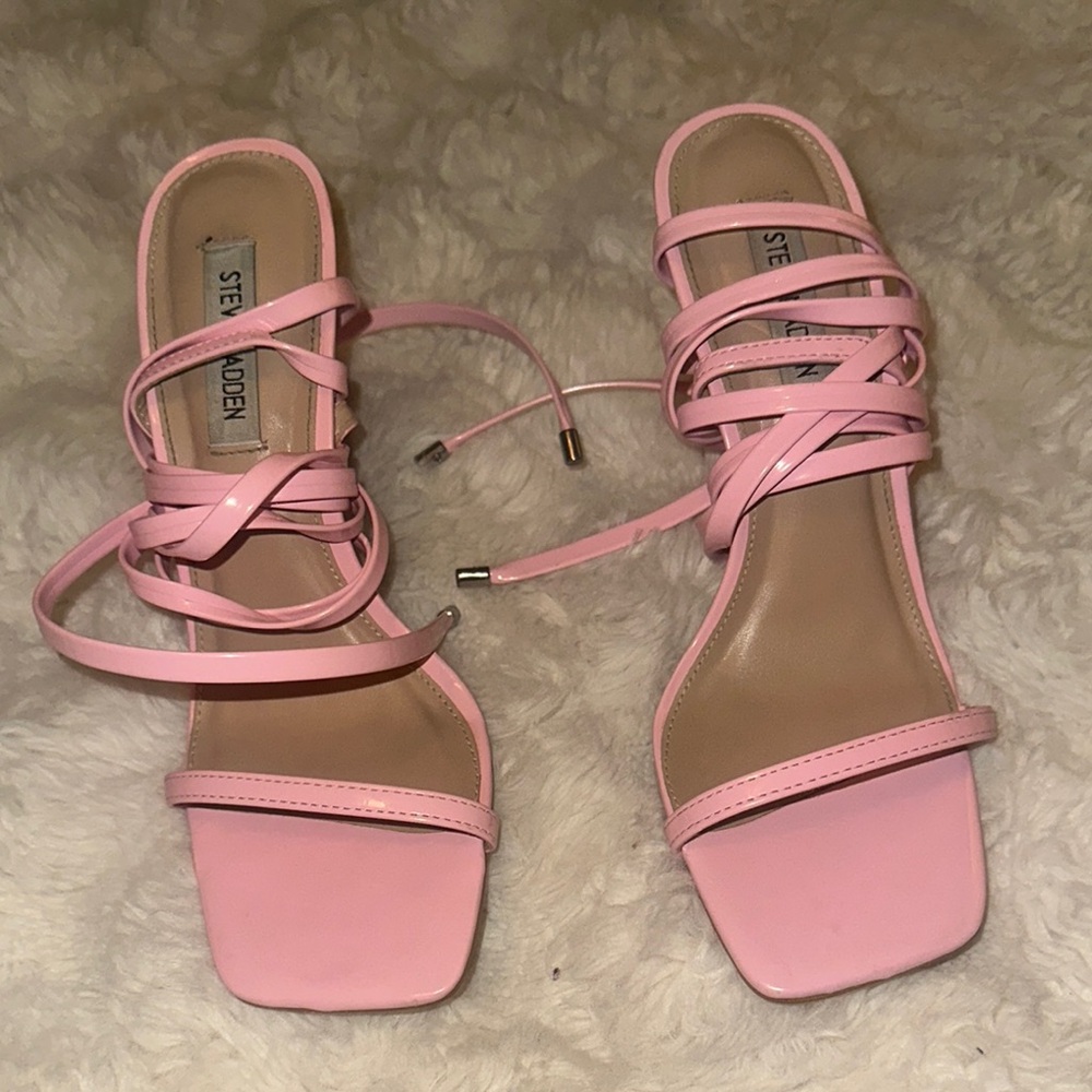 Steve Madden Pink Heeled Sandals with Strappy Design
